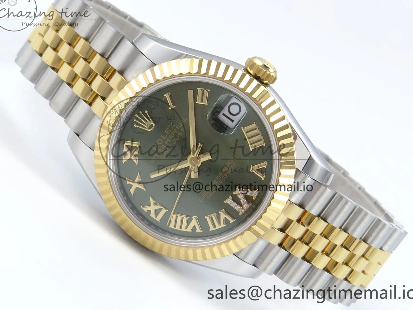 1221 DateJust 31 278273 ARF 1:1 Best Edition 904L Steel Green Roman Diamonds Dial on SS YG Jubilee Bracelet ETA Flexible 572